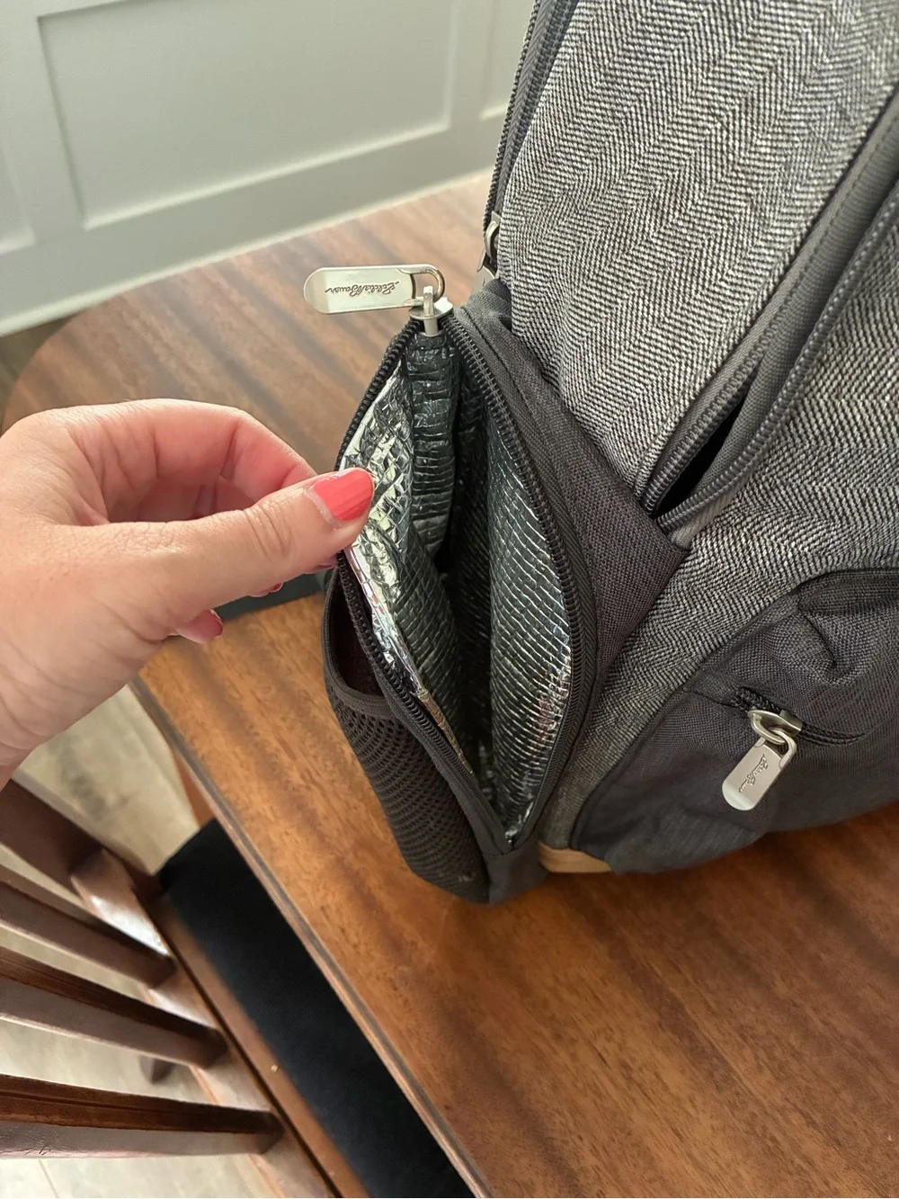 Eddie Bauer Gray and Tan Diaper Backpack